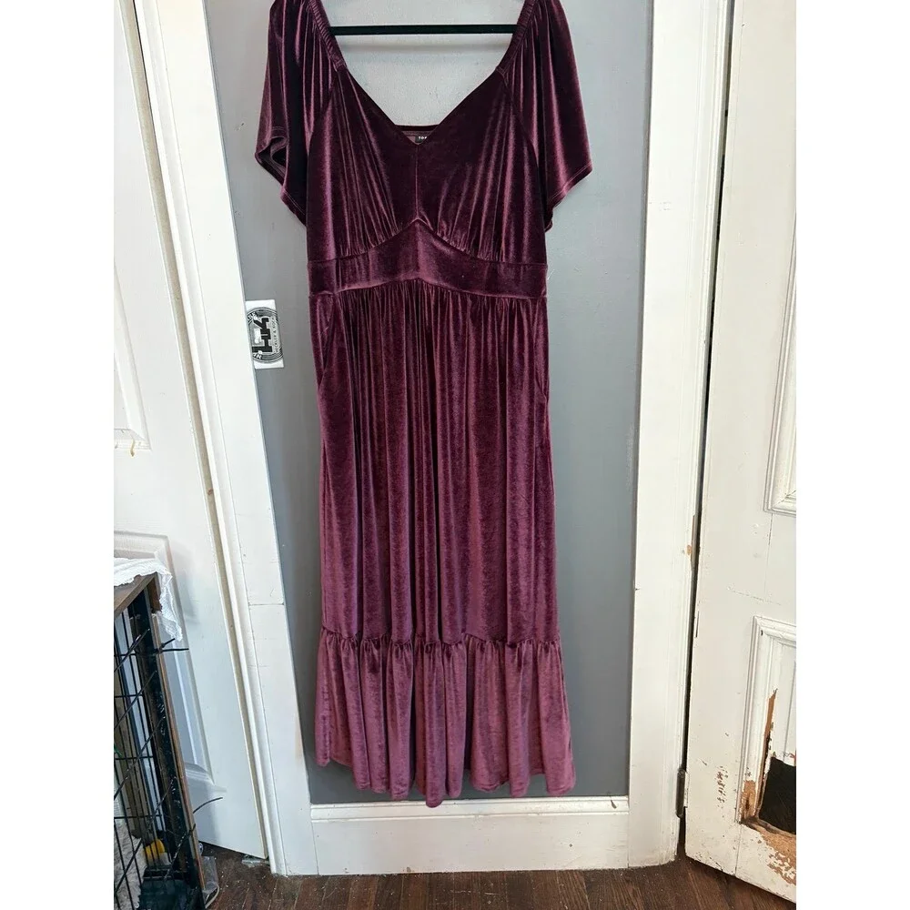 Torrid size 2 purple velvet maxi dress - Picture 2 of 6